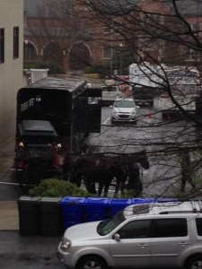 A classic New Orleans funeral procession was being filmed on Church Street. This was the view from my office window!