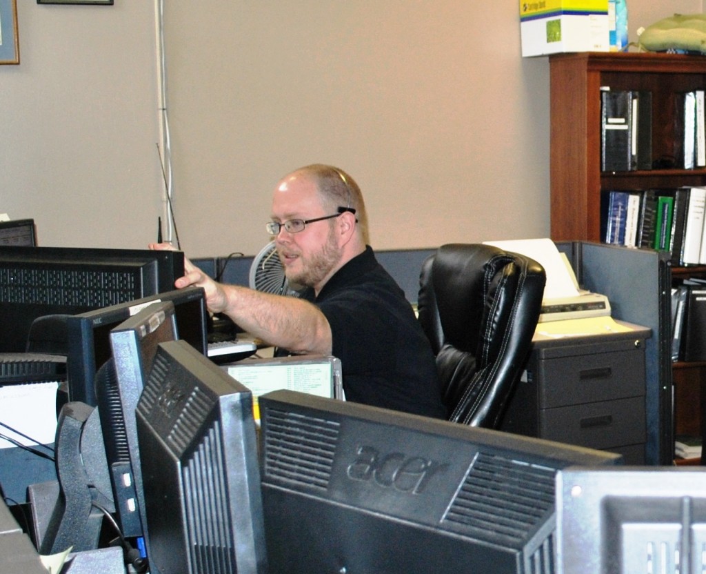 Jeremy Pickett hard at work in the 911 call center