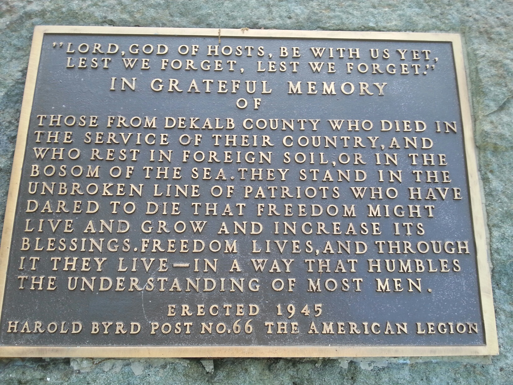 1945 Harold Byrd plaque
