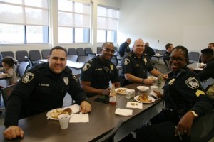 The officers enjoying lunch.